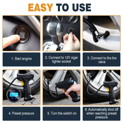 Portable Air Compressor 5200mAh – Wireless Rechargeable Tire Inflator with Digital Pressure Gauge for Car, Bicycle & Ball, Auto Shut-Off, USB Charging, Compact Cordless Air Pump