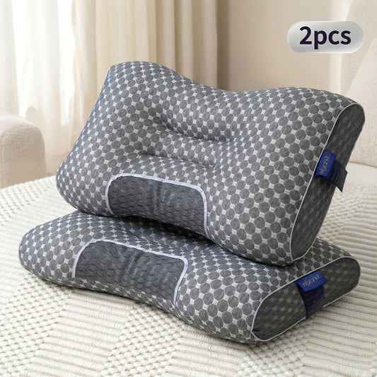 Neck Pillow 2 Pack – Breathable Memory Foam Travel Pillow with Removable Zippered Cover, Ergonomic Cervical Support for Neck & Shoulder Pain Relief