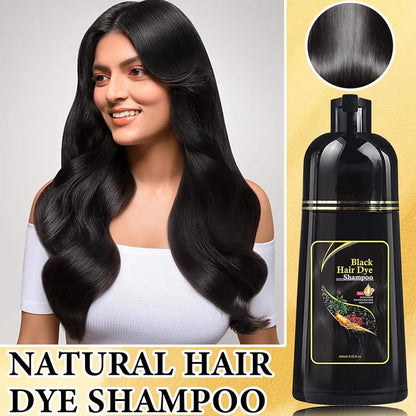 Hair Dye Shampoo 3-in-1 Color Conditioner Cooling Formula 6pcs Set — Black & Brown Gradual Gray Coverage, Unisex Long Hair Color Shampoo Gift