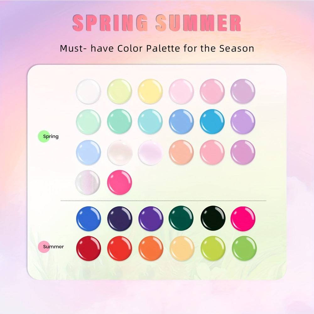 Gel Nail Polish Set with MAGIC ARMOR Label, 32 Floral Rhapsody Pastel Nude Pink Blue Colors