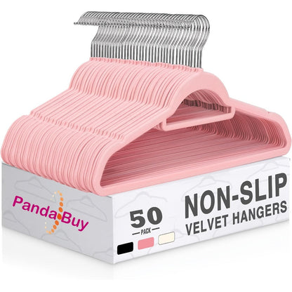 Velvet Hangers Non-Slip Slim Space Saving Clothes Hangers, Premium Flocked Suit Hangers for Closet Organization, Ultra Thin Strong Coat Hangers for Shirts Dresses Pants, 20 or 50 Pack Black Beige Pink