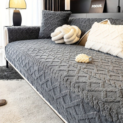 Sofa Cover Plush-Texture Modular Panels for Single to 4 Seats, Backrest, Armrest or Throw Pillow