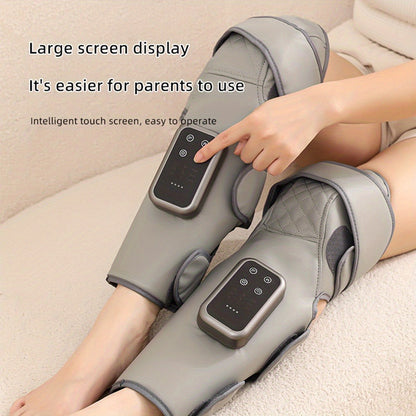 Light Gray Air-Compression Knee Wrap with Three Massage Modes, Three Heat Levels and Extension Strap