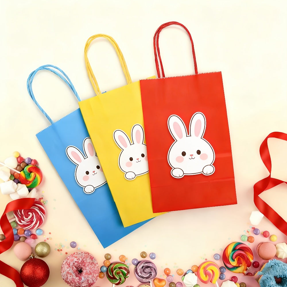 Paper Gift Bags with Handles Bulk 20/40/100pcs – Rainbow Colorful Kraft Party Favor Bags for Kids Birthday, Baby Shower, Wedding, Graduation, School Events & Retail Packaging, 10 Bright Colors