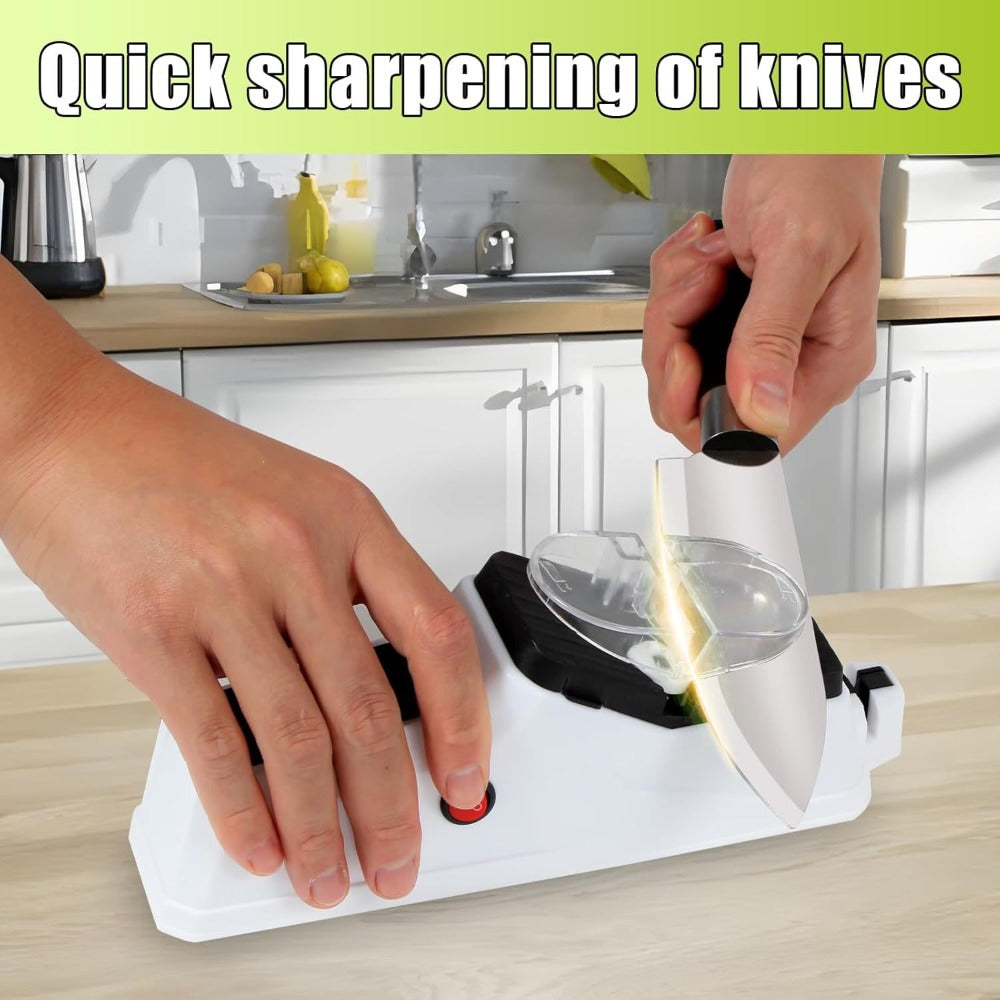 USB-Powered Electric Knife Sharpener with Five Double-Sided Stones and Clear Protective Cover