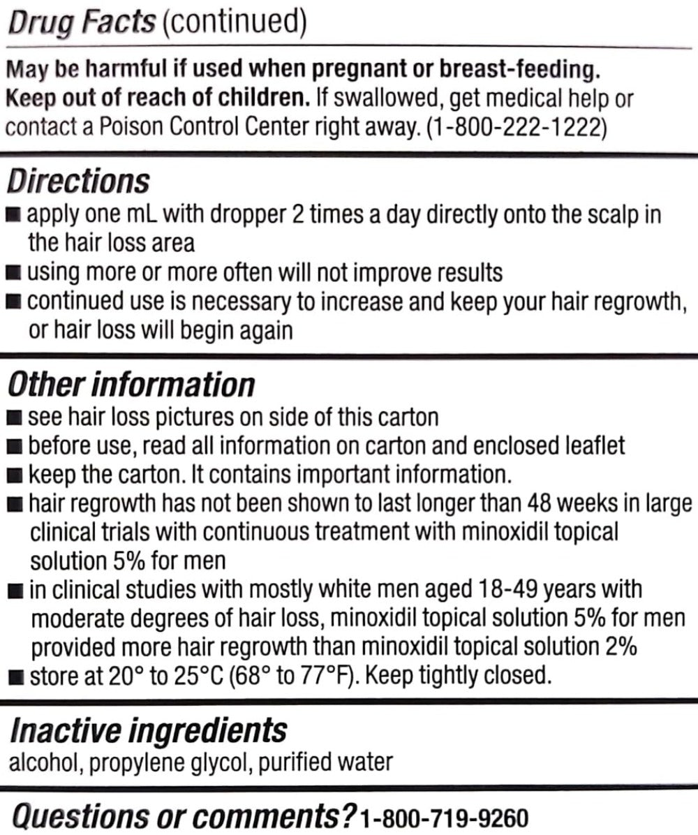 Minoxidil 5% Extra Strength Topical Solution for Men Hair Regrowth - Kirkland Signature 6-Month Supply, 6 x 60ml Bottles with Precision Dropper Applicator, Clinically Proven