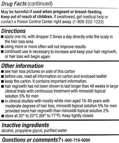 Minoxidil 5% Extra Strength Topical Solution for Men Hair Regrowth - Kirkland Signature 6-Month Supply, 6 x 60ml Bottles with Precision Dropper Applicator, Clinically Proven