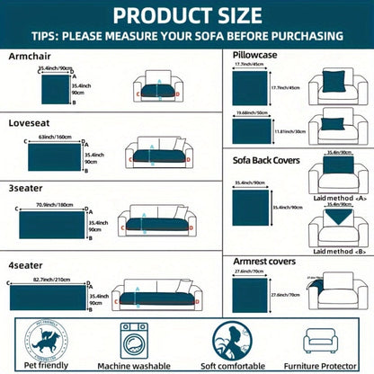 Sofa Cover Plush Jacquard Thick Non-Slip Couch Protector - Pet Friendly Furniture Cover for Living Room Bedroom Office, Machine Washable Retro Style Sofa Slipcover, Loveseat & 4-Seater, Black Grey Green Coffee