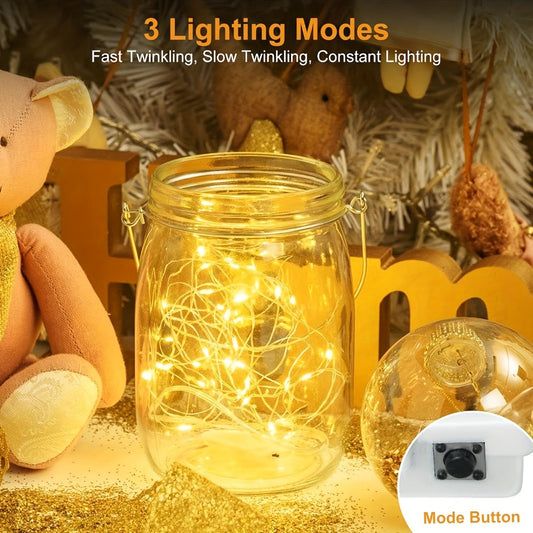 Fairy Lights Battery Operated with Batteries Included – 6.5ft 20 LED Silver Wire Mini String Lights, Firefly Starry Lights for Wedding, Christmas, Party, Mason Jars & DIY Decor – 30 or 100 Pack