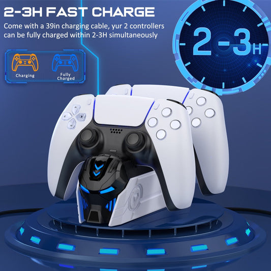 DualSense & DualSense Edge PS5 Controller Charging Station with LED Light – Dual Fast Charging Dock for PlayStation 5 Controllers, Cool Design PS5 Charger Stand for DualSense / Edge Controller