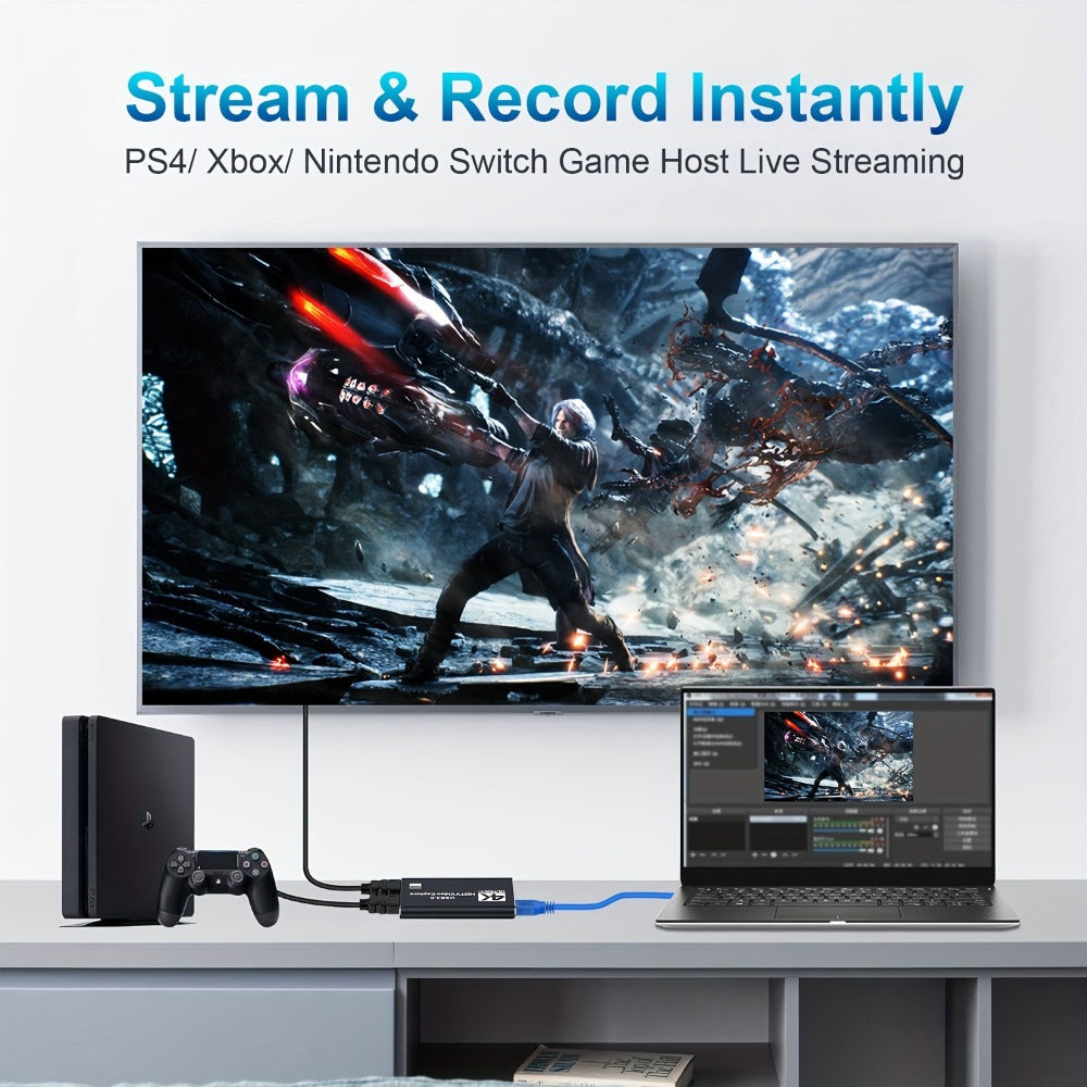 HDMI Capture Card with Microphone & 4K Loop-Out for Streaming – 1080P 60fps USB Video Recorder for Gaming, Live Streaming, Video Conference, Works with Nintendo Switch, PS4, OBS, Camera, PC