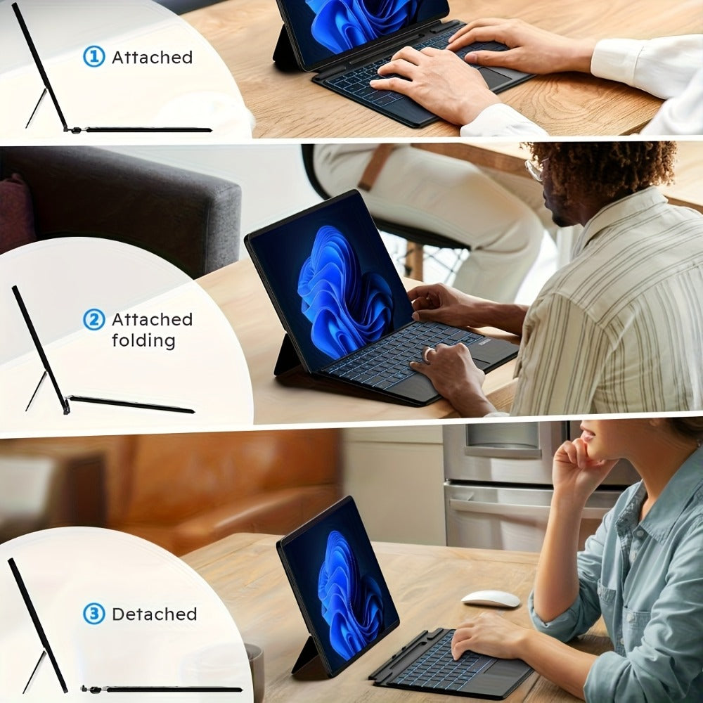 Surface Pro Keyboard with 7-Color Backlit Touchpad Ultra-Slim Bluetooth Wireless 15M Rechargeable 750mAh Type Cover for Microsoft Surface Pro 11 10 9 8 X 13 Inch & Surface Pro 7 Plus 7 6 5 4 3 12.3 Inch