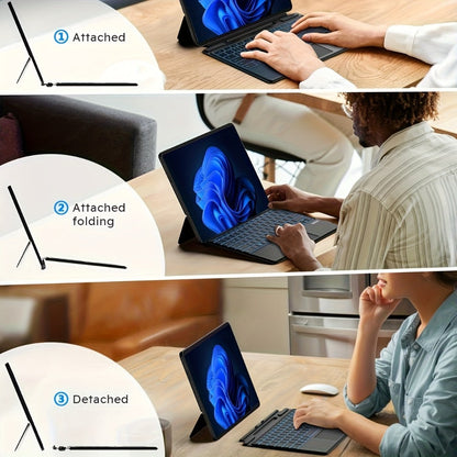Surface Pro Keyboard with 7-Color Backlit Touchpad Ultra-Slim Bluetooth Wireless 15M Rechargeable 750mAh Type Cover for Microsoft Surface Pro 11 10 9 8 X 13 Inch & Surface Pro 7 Plus 7 6 5 4 3 12.3 Inch