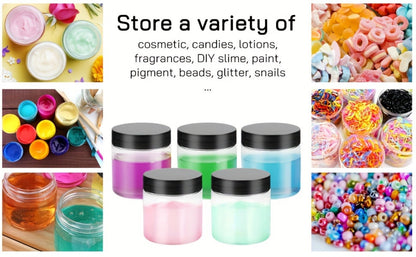Food Storage Containers Twelve-Piece 4 oz Clear PET Jar Set with Screw-Top Gasket Lids for Hand Washing