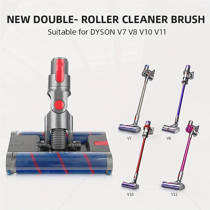Dyson Replacement Brush Head Double Roller Compatible with V7 V8 V10 V11 V15 360° Swivel Hard Floor Vacuum Cleaner Attachment