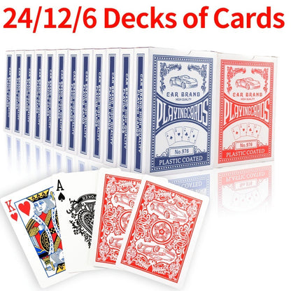 Bulk Playing Card Set with 6-, 12- or 24-Deck Options in Red, Blue or Mixed Color Packs for Group Games
