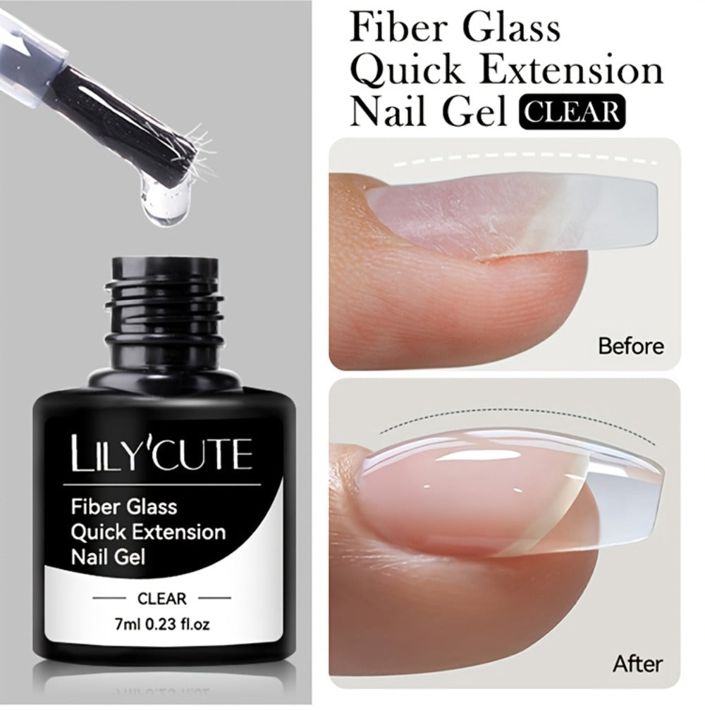 Clear Fiberglass Builder Gel 3-Pack, 7ml Bottles for Broken Nail Repair and Extensions with UV or LED Lamp Curing