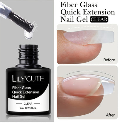 Clear Fiberglass Builder Gel 3-Pack, 7ml Bottles for Broken Nail Repair and Extensions with UV or LED Lamp Curing