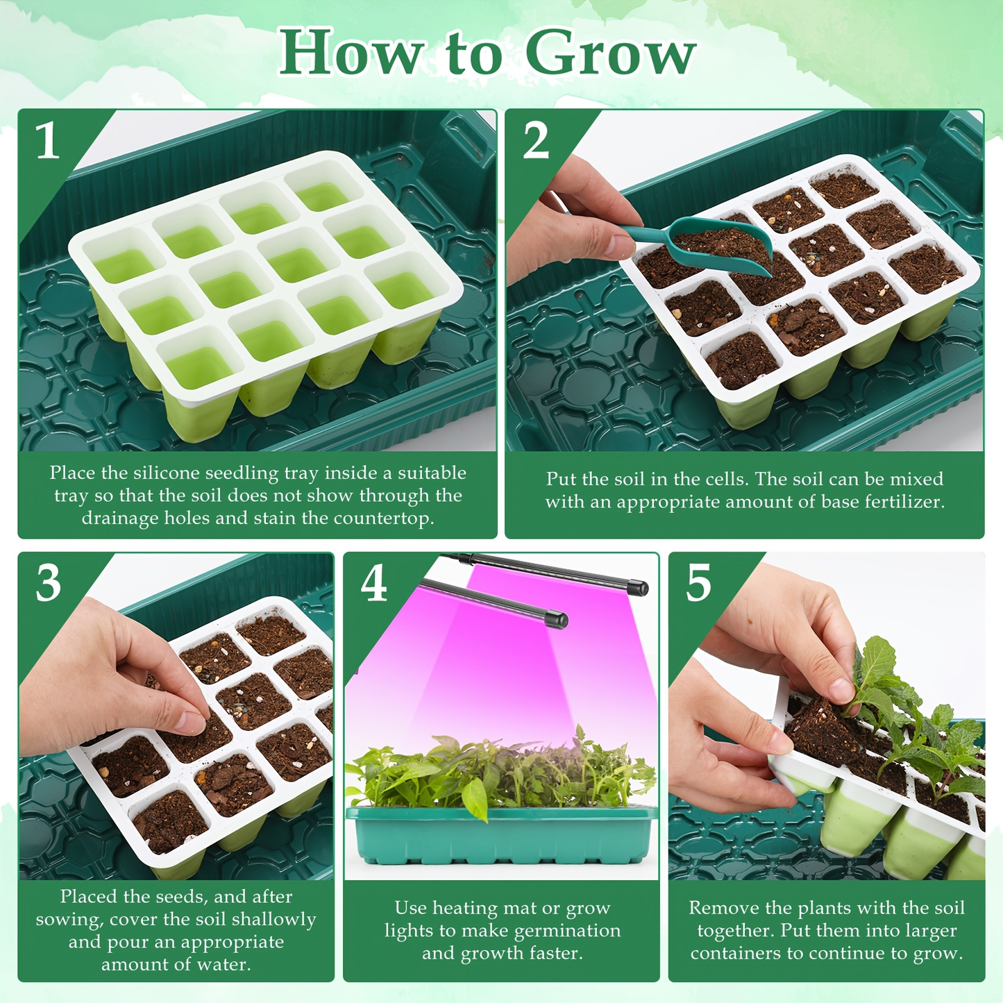 Seed Starting Tray with Flexible Pop-Up Units | Easy Transplant No Root Damage | Optimal Drainage | Reusable Seedling Tray 2pcs 6pcs 10pcs Multi-Pack
