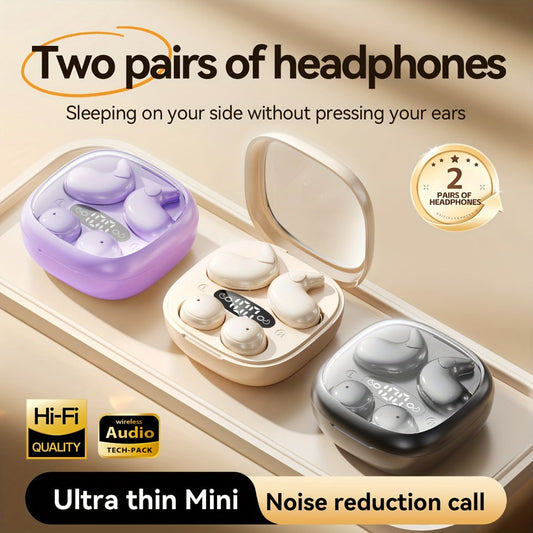 Sleep Earbuds Invisible 2-in-1 Set, Ultra-Thin Wireless Mini Headphones for Side Sleepers & Small Ears, Noise Reduction Lightweight Concealed Design, Long Battery Life for Nighttime Listening Work Relaxation