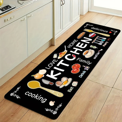 Kitchen Rug Set 3-Piece, Egg Beater Knife & Fork Theme Decorative Kitchen Mats — Soft, Easy-to-Clean Non-Slip Carpet for Kitchen, Dining Room, Bedroom & Bathroom | Fun Cooking Gift