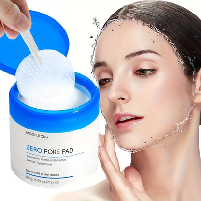 Exfoliating Cleansing Pads with Hyaluronic Acid & Rose Water 70 Count - Dual-Texture Deep Pore Cleansing Moisturizing Wipes Camellia Extract All Skin Types Women Daily Skincare
