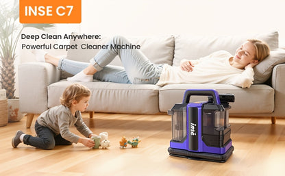 Portable Spot Cleaner for Carpet & Upholstery | Dual Brush Power Suction Stain Remover with Multifunctional Tools – Deep Cleans Sofa, Car Seats, Stairs & Pet Stains