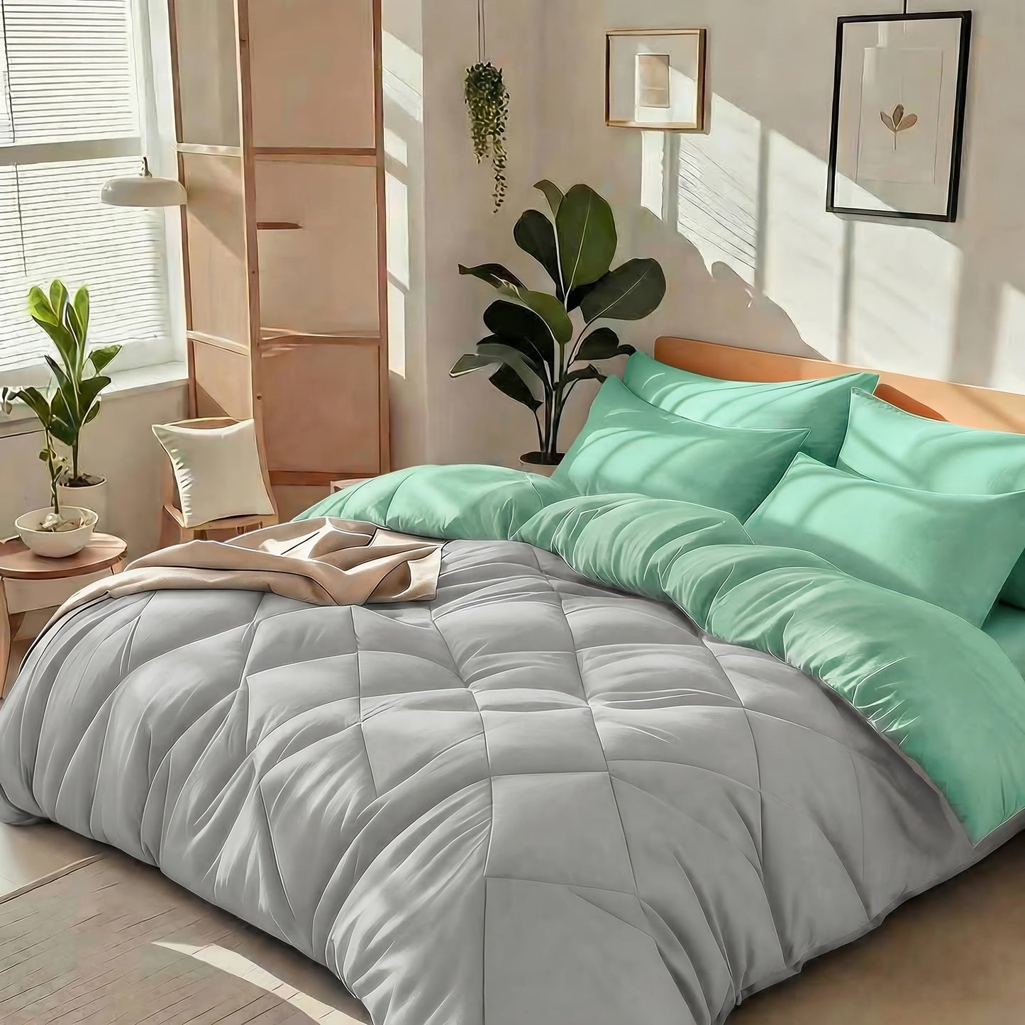 Diamond-Grid Microfiber Comforter Set with Pillowcases, 14 Color or Code Options and Twin, Queen or King Sizes