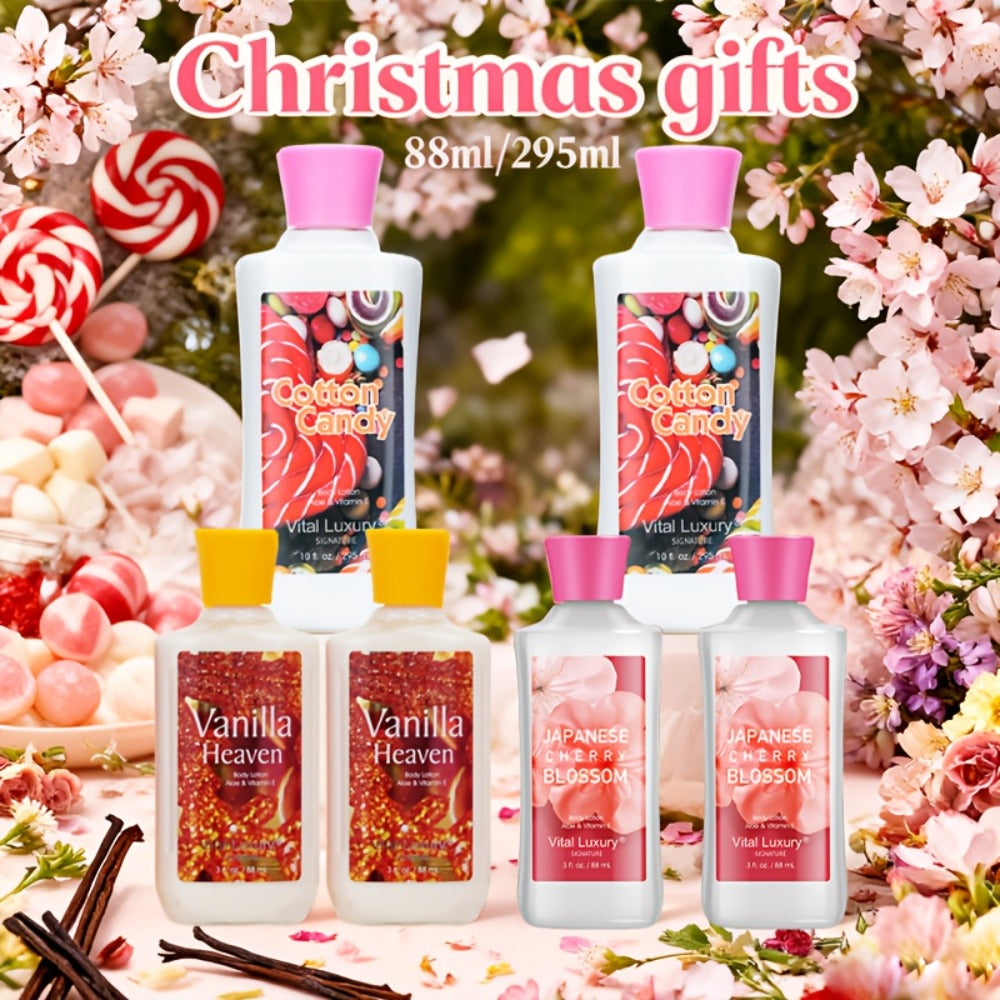 Scented Body Lotion in Japanese Cherry Blossom, Vanilla Heaven or Cotton Candy Bottles and Two-Piece Sets