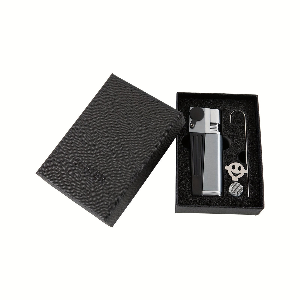 Folding Pipe Lighter Refillable 2-in-1 with Adjustable Flame, Metal-Crafted Durable Design, Gift Box Included