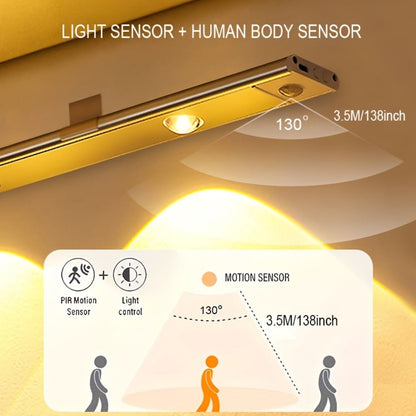 LED Strip Light Motion Sensor Bar with USB Rechargeable Power, Three White Tones, 20–50cm Sizes and One or Two Packs