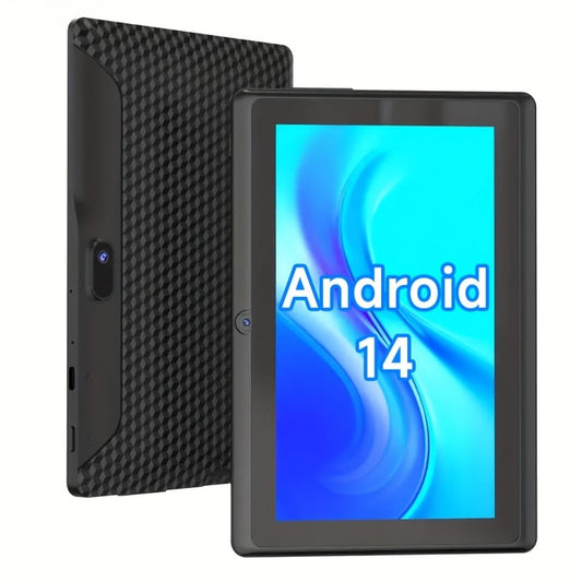 Portable Android 14 Tablet 7 Inch 32GB Storage 512GB SD Expandable Quad-Core 1024x600 IPS HD Touchscreen Dual Camera 2.4G WiFi Lightweight Budget Tablet PC for Browsing Streaming Reading Travel White Black Pink