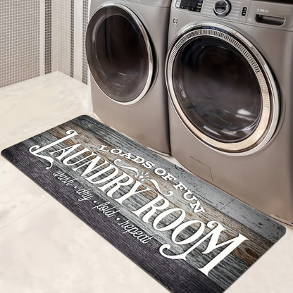 Farmhouse Laundry Room Runner Rug - Non-Slip Washable Retro Kitchen & Bathroom Mat | Anti-Slip Floor Runner for Laundry Room, Kitchen, Bathroom & Entryway | Boho Home Decor Accent Rug Multiple Sizes