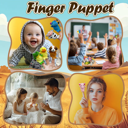 Twenty-Piece Plush Animal Finger Puppet Set with Bear, Rabbit, Panda and Assorted Character Designs