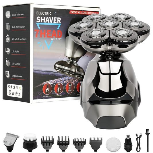 8D Electric Head Shaver for Men IPX5 Waterproof Wet Dry Rotary Shaver LED Digital Display Beard Nose Hair Trimmer Multi-Function Kit WK5810 ZN6100 Replacement Blades