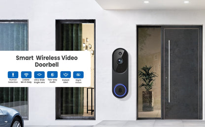 166° Wide Angle Video Doorbell 720P 2.4G 5G Dual-Band WiFi, Color Night Vision, AI Vehicle & Person Detection