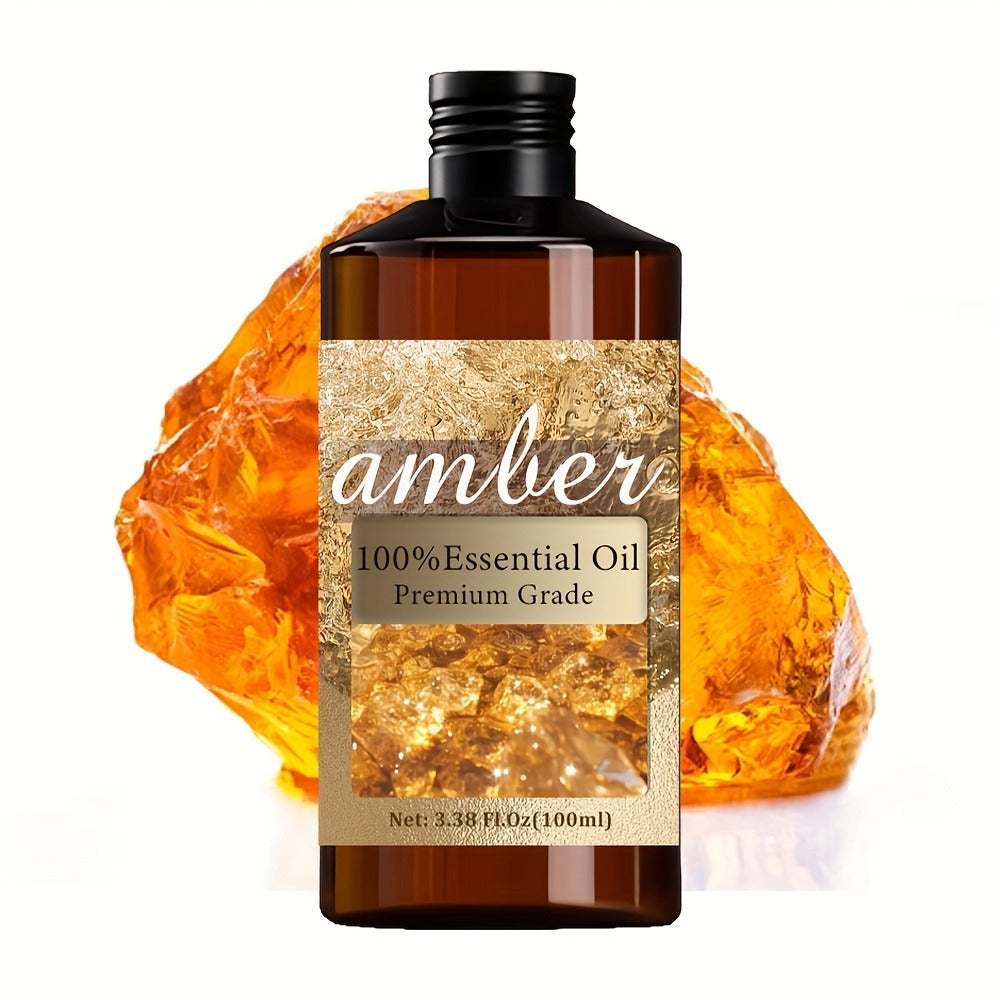 Amber Essential Oil 100% Pure Highly Refined 3.38oz - Hydrating Long-Lasting Warm Fragrance Body Oil for Skin Hair Nail Bath Massage Aromatherapy Unisex Wellness Gift