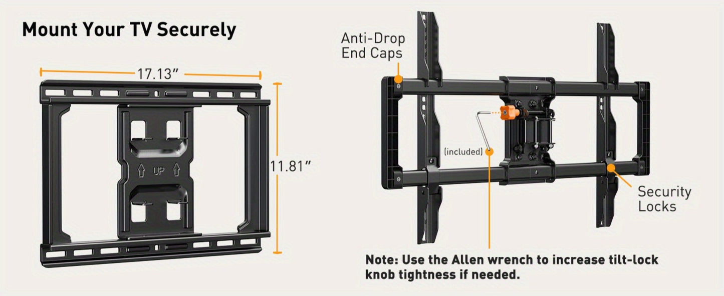 Heavy Duty TV Wall Mount 40-85 Inch 132 lbs – Full Motion Dual Articulating Arms, Tool-Free Tilt Swivel Extend Rotate Level, VESA 600x400mm, Fits 16" Studs, Steel Bracket for Large Flat Screen TVs