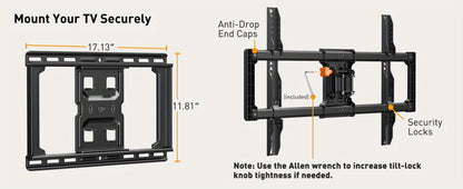 Heavy Duty TV Wall Mount 40-85 Inch 132 lbs – Full Motion Dual Articulating Arms, Tool-Free Tilt Swivel Extend Rotate Level, VESA 600x400mm, Fits 16" Studs, Steel Bracket for Large Flat Screen TVs