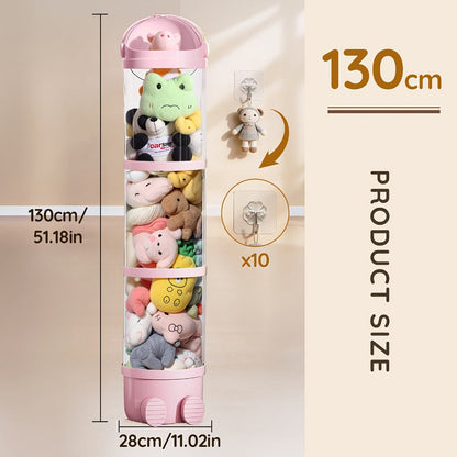Stuffed Animal Storage Tower – Clear Plastic Toy Organizer with Layered Shelves, Visible Spacious Display Box for Kids Room, Living Room & Bedroom, Great Christmas Gift for Girls