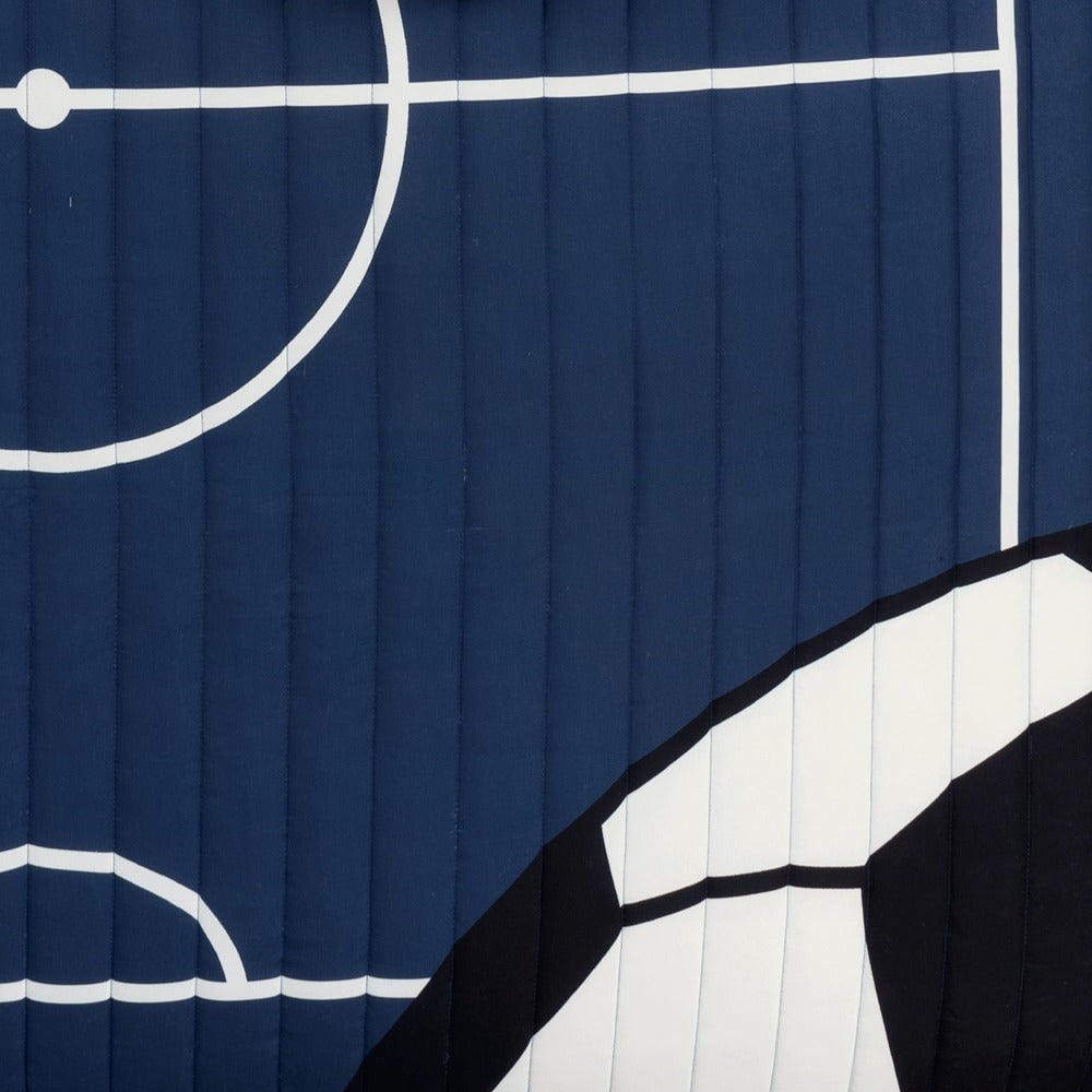 Soccer-Pattern Quilt Bedding Set in White or Navy with Twin and Full/Queen Checkout Size Options
