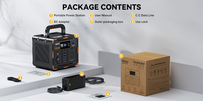 Portable Power Station 259Wh 300W or 599Wh 600W with AC, DC, USB, LiFePO4 Cell Pack and LED Light