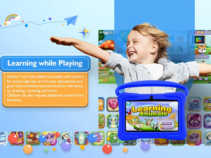 Kids Tablet 7 Inch with Android, 2GB RAM, 16GB or 32GB Built-In Storage, Parental Controls and Silicone Case