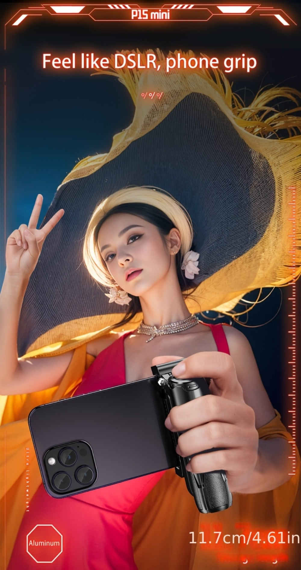 16-Inch Selfie Stick Tripod with One-Click Folding Grip, Rotating Clamp, Remote and Two Colors