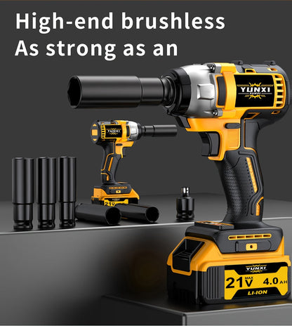 Impact Drill Set 21V Cordless with Drill Bit Accessories, Toolbox & Charger – Heavy Duty Wireless Impact Wrench Drill, 2AH / 4AH Battery Options, for Car Repair, Construction & Heavy-Duty DIY Projects