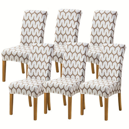 Printed Stretch Dining Chair Covers in Ten Patterns with Four- or Six-Piece Set Checkouts for Parsons Chairs