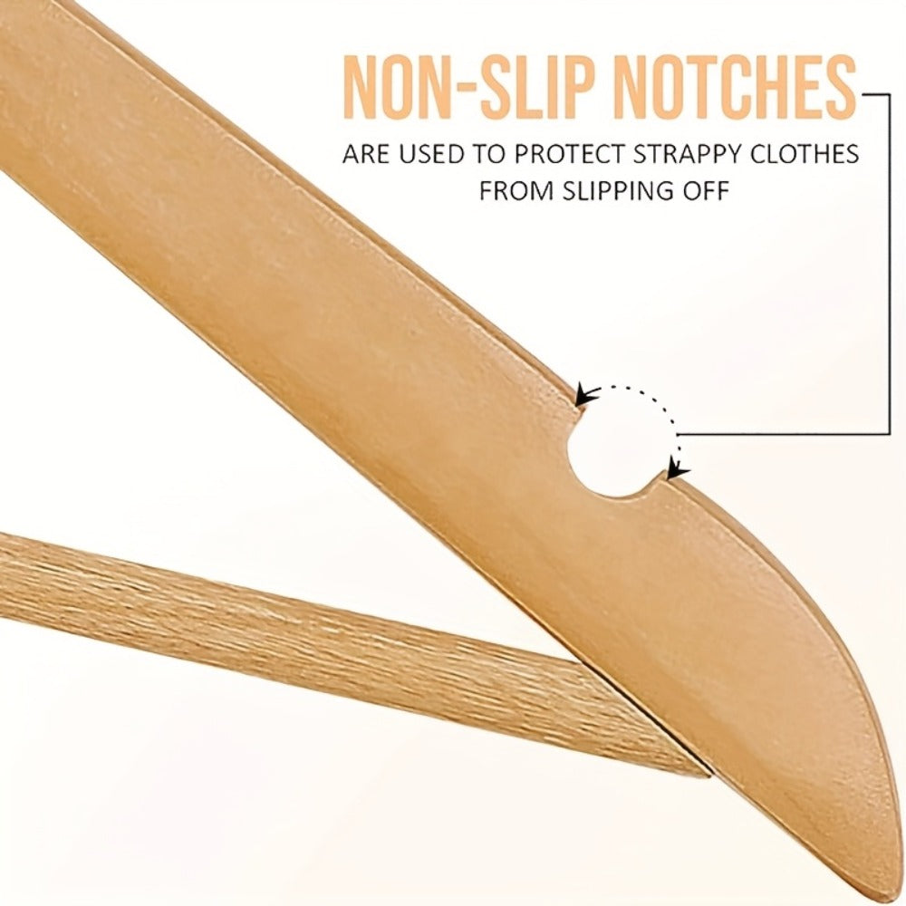 Premium Wooden Hangers with 360° Rotatable Hook & Shoulder Grooves | Slim Durable Wood Coat Suit Hangers | 10 20 30 Pack Closet Organizer in Natural & Champagne