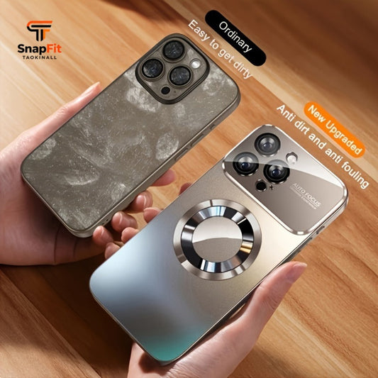 Titanium Matte iPhone Case Magnetic Wireless Charging Shockproof Glass Lens Cover for iPhone 17 Pro Max 17 Pro 17 Air 17 16 Pro Max 16 Pro 16 Plus 16 15 Pro Max 15 Pro 15 Plus 15 14 Pro Max 14 Pro 14 Plus 14