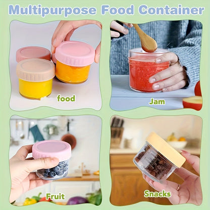 4 oz Mini Glass Storage Jar Set with Colorful Ribbed Screw Lids in Six- or Ten-Jar Pack Options
