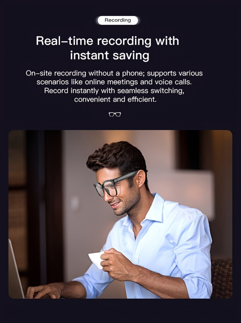 AI Camera Glasses 4K Recording & Real-Time Translation – 163 Languages, 8MP Wide-Angle FPV, 4GB Storage, Wireless Smart Glasses for Travel & Driving